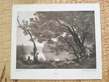SPRING BY COROT.VTG 12" x 10" PERRY ENGRAVING PRINT.EX-LIB STICKER IN BACK*PPB