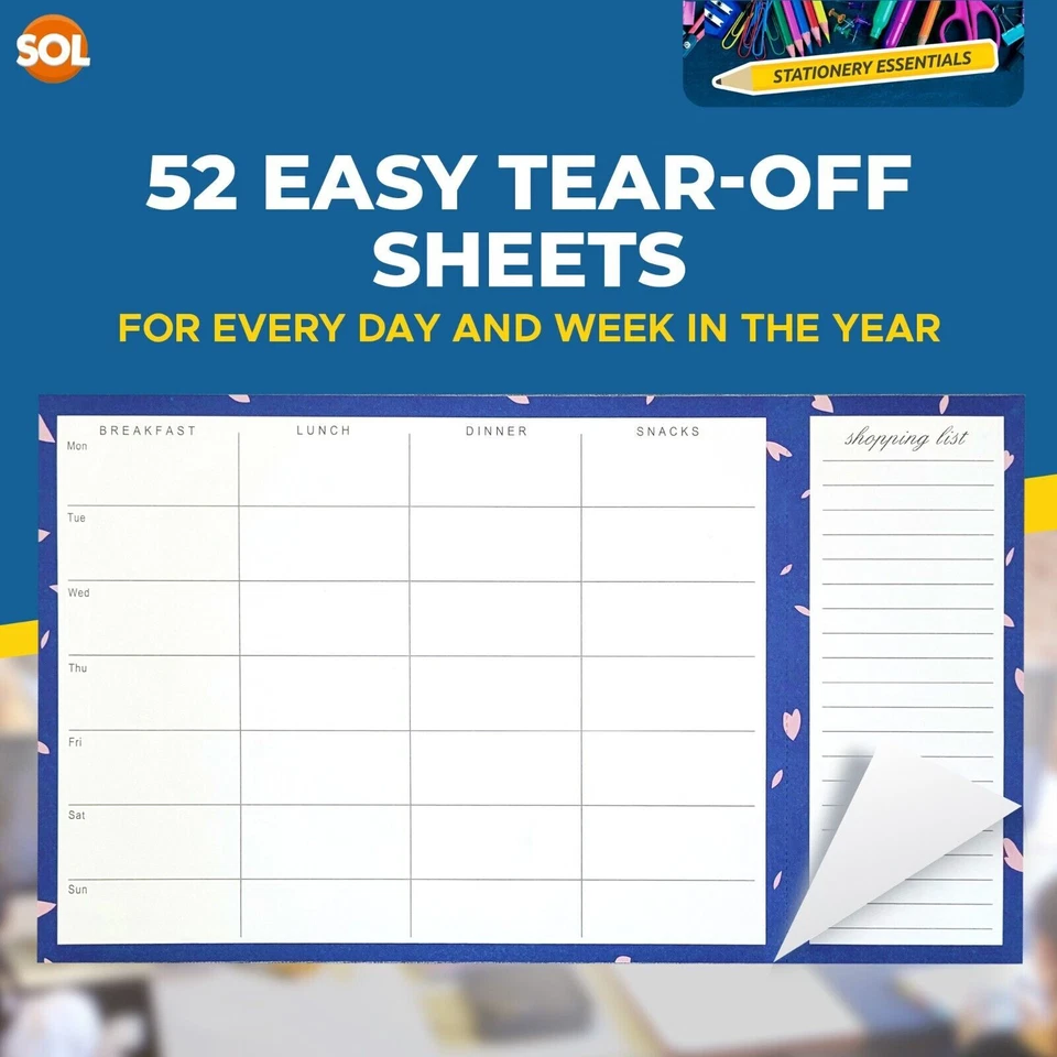 Magnetic Weekly Meal Planner and Shopping List Fridge Note Pad 52 Tear Off Pages - Image 3 of 4