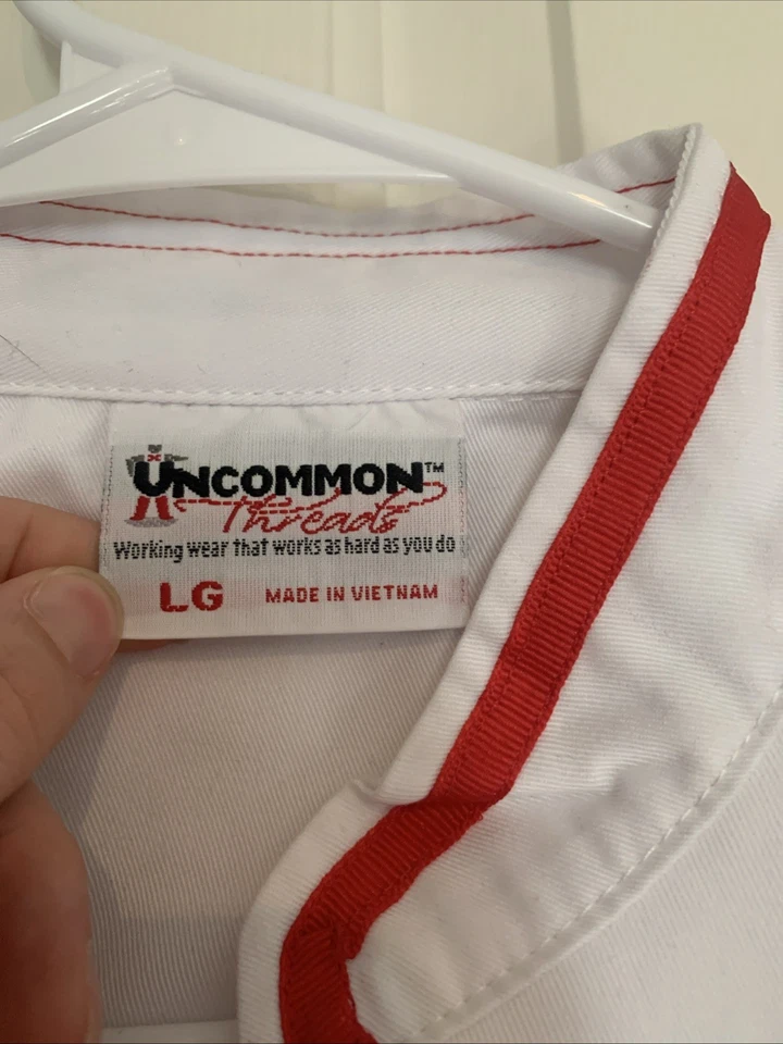 Chef Coat Uncommon Threads Large L White Restaurant Kitchen Uniform Button Up - Image 3 of 4