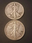 Lot (2) 1943-P & 45-P Walking Liberty Half Dollar Coins