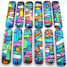 MULTI COLOR Lot of 12 pcs DICHROIC FUSED GLASS pendant BF9 CABOCHON HAND MADE