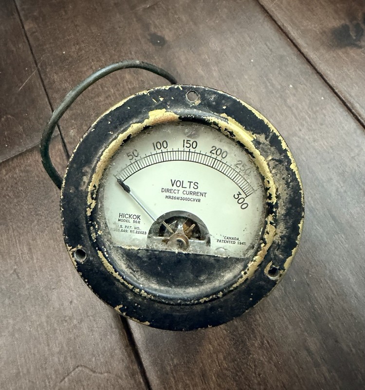 Hickok Model 56R DC Voltmeter 0-300V Panel Meter 1945 WWII Era Vintage USA