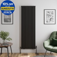 Black Designer Radiator Vertical Oval Double Panel Rad 1800x600mm Steel Modern