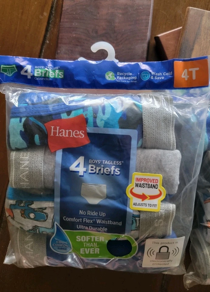 4 calzoncillos Hanes cómodos geniales para niños pequeños talla 2T-3T Foto 2 de 4