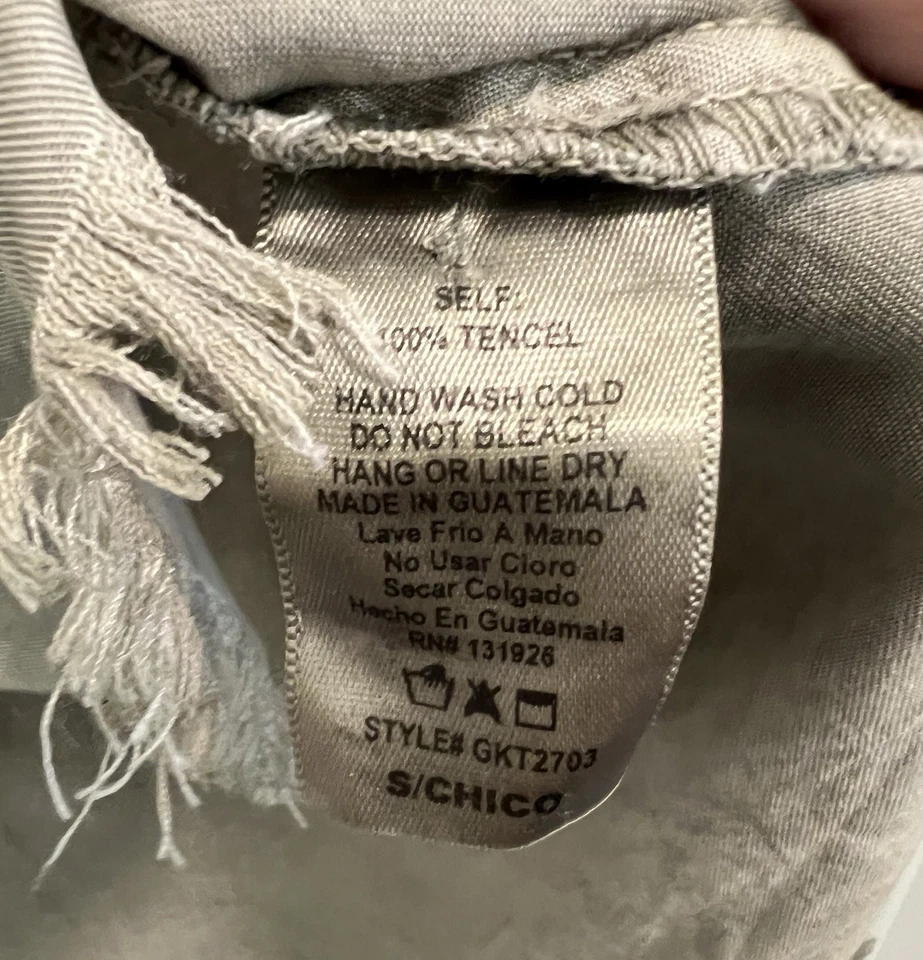 Tea n Rose 女式衬衫 Tencel Sage 绿色短袖纽扣磨损 Sz 小号 — 第 3/4 张图片