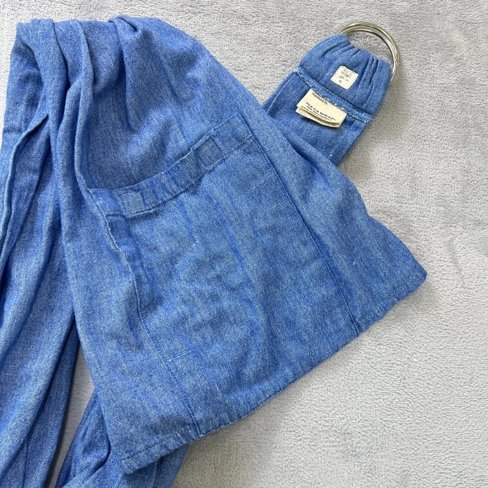 玛雅包裹式蓝色棉戒指吊带婴儿背带中号危地马拉制造 — 第 4/4 张图片