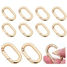 10Pcs Spring Key Ring Tiny Carabiner Clip, Oval Spring Clasp Connector Snap Hook