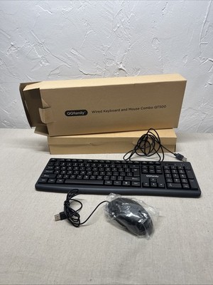 New Open Box- QQfamily Wired Keyboard & Mouse Combo QT500 PC Windows Black
