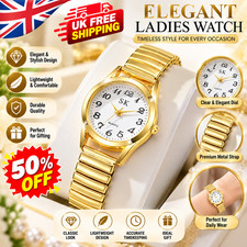 Ladies & Girls Expanding Strap Quartz Watch Stylish Stretch Band Wristwatch Gift