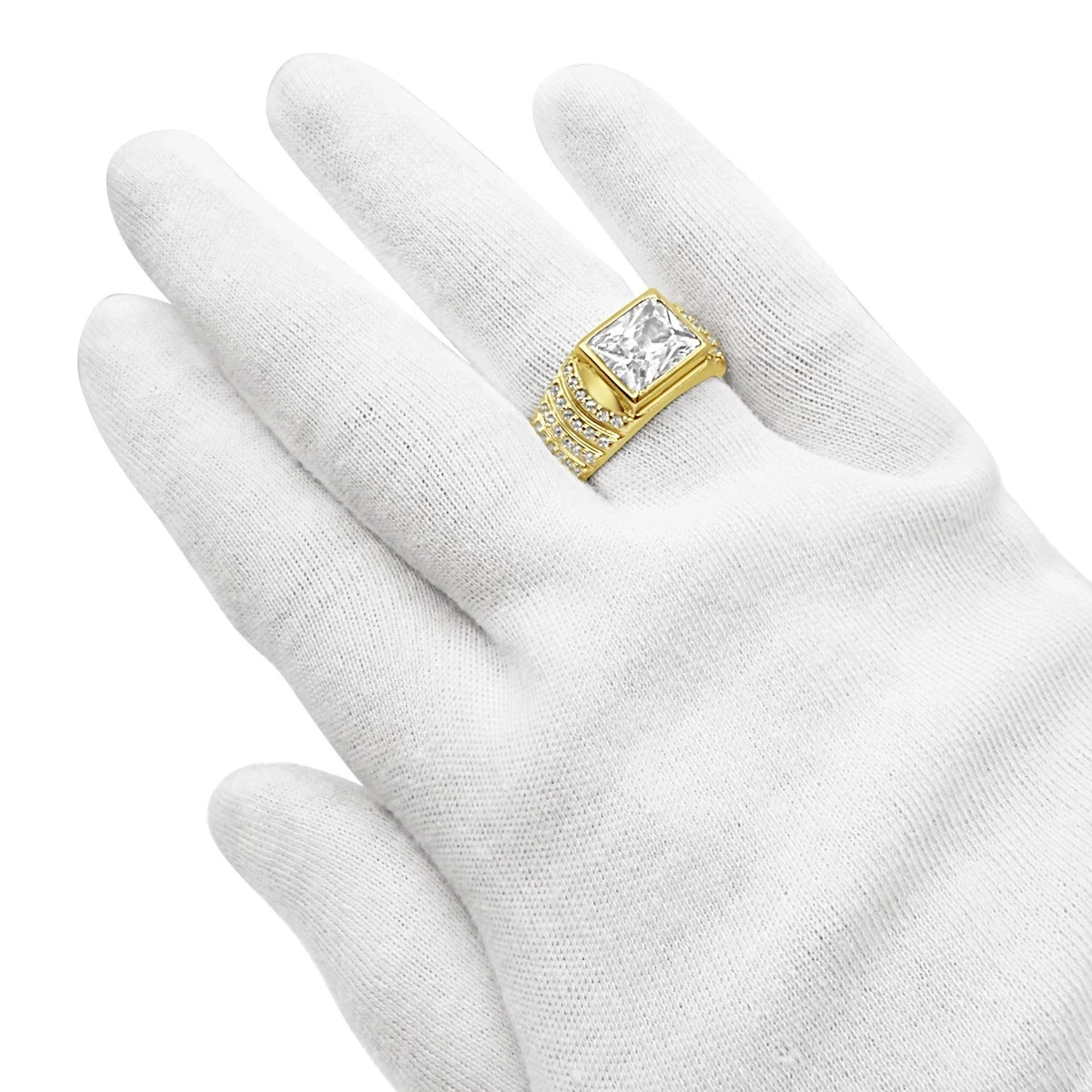 Cubic Zirconia Yellow Gold 10k Rings for Men for sale | eBay