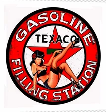TEXACO GAS STATION STICKER SIGN SEXY WOMAN GASOLINE STATION FILLING STATION