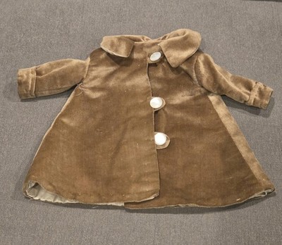 Antique Fancy Brown Velvet Doll Coat Bisque French German Victorian 