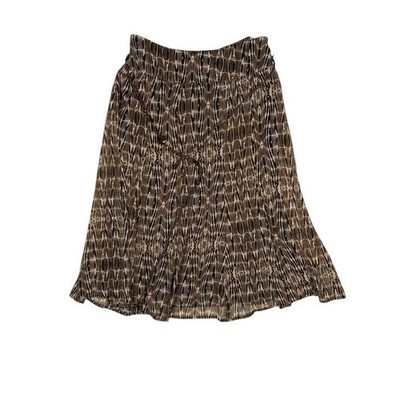Christopher & Banks Brown Abstract Print Pleated Midi Skirt Size 8 Lined Beaded