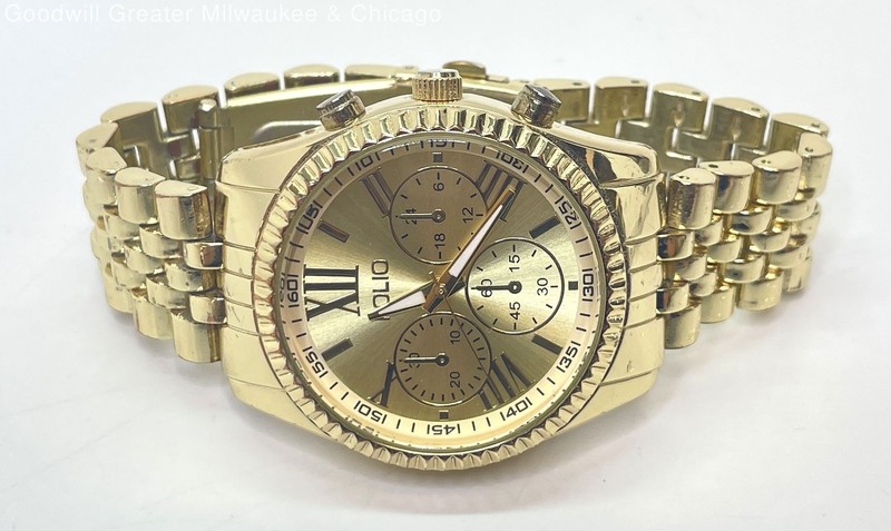 Folio XII Gold Tone Chronograph Stainless-Steel Back Wristwatch 100.4g