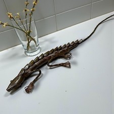 Unique Primitive Metal Lizard Sculpture Reptile Figurine Garden Art Home Decor