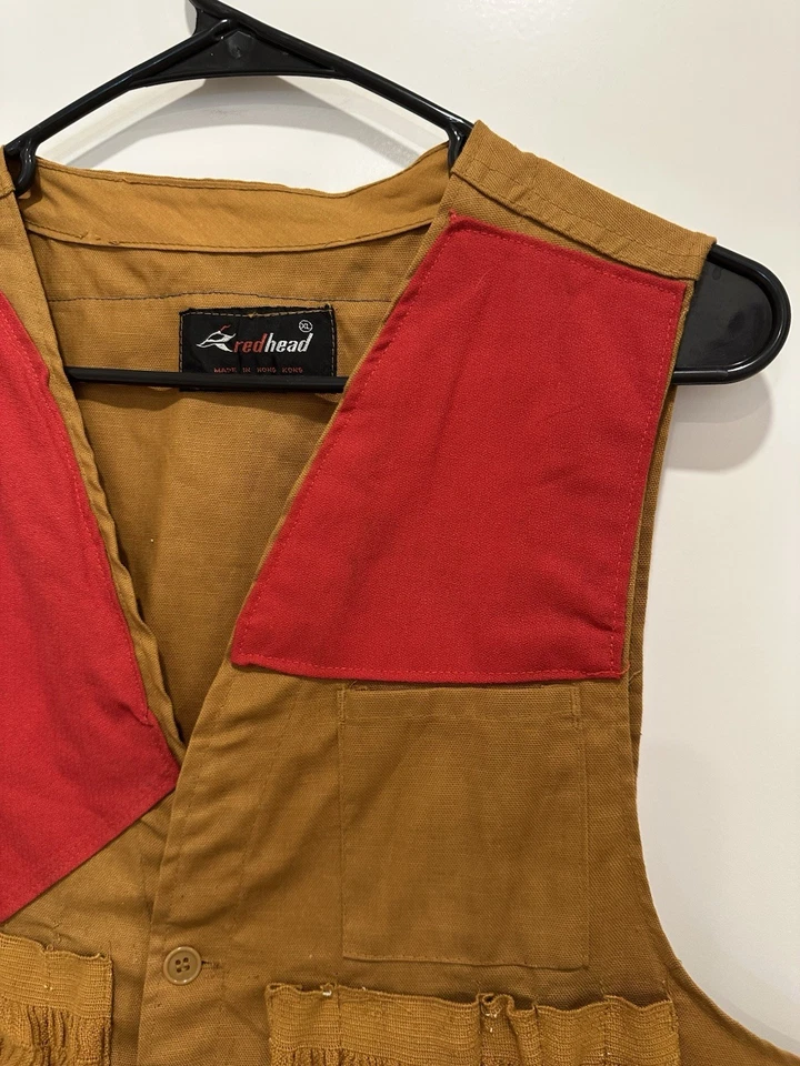 Mens Size XL Vintage Redhead Canvas Hunting Vest 70’s Bird Shotgun Bird Bag - Image 2 of 4