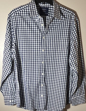 Charles Tyrwhitt Men's Dress Shirt L Blue White Check Slim Fit Non-Iron