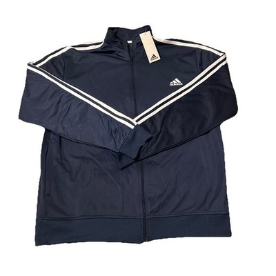Adidas Navy Blue 3-Stripes Track Jacket Men s Size Medium Full Zip Athletic NWT