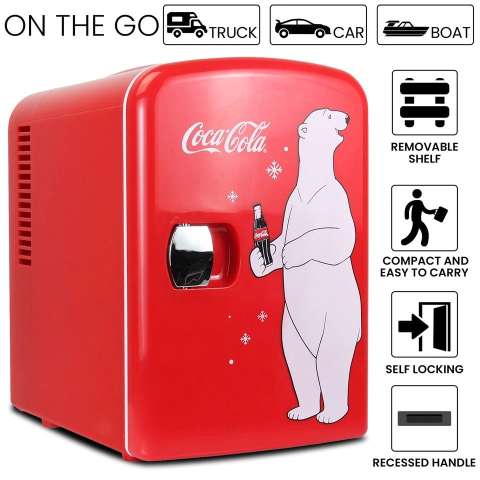 Coca-Cola 4L Portable Cooler/Warmer, Compact Personal Travel Fridge for Snacks - Image 4 of 4