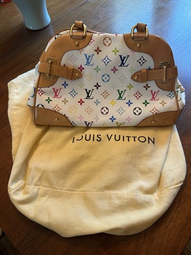 Pre-owned Louis Vuitton Canvas Claudia Bag Authentic White Monogram Multicolor
