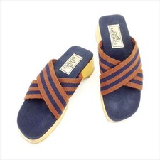 HERMES Sandals Brown navy beige Women Authentic secondhand