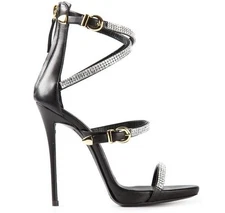 Giuseppe Zanotti Design Black Crystal Strappy High Heel Sandals 37* US 7* Luxury