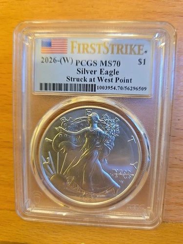 2026 (W) $1 American Silver Eagle 1 oz PCGS MS70 FS First Strike Flag Label 6f