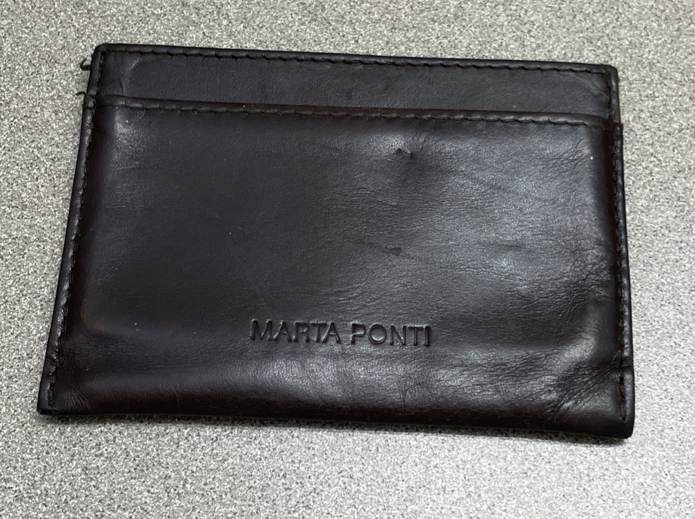 Marta Ponti Card Holder Wallet Slim Brown Leather Minimalist Business