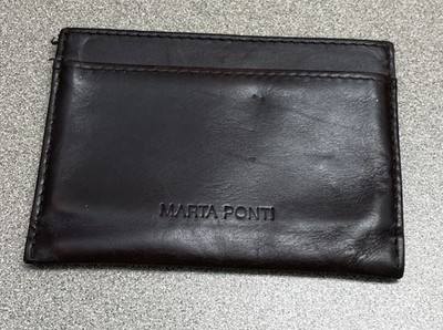 Marta Ponti Card Holder Wallet Slim Brown Leather Minimalist Business