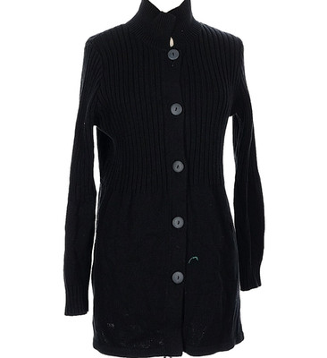 Monterey Bay Clothing Company 1990 s Vintage 100% Cotton Black Sweater Coat  L