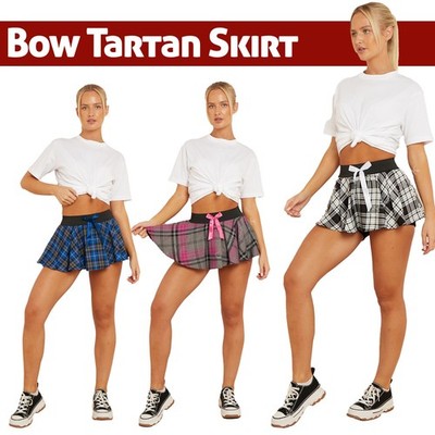 Schleife Schottenkaro Rock Schule Mädchen Uniform Kleid Plissee Karo Box Röcke 9 Zoll
