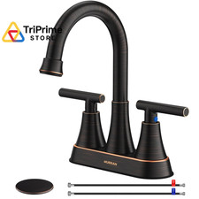 Bathroom Faucets for Sink 3 Hole, Hurran 4 inch Oil Rubbed Bronze