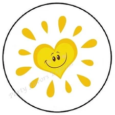 HEART SHAPED HAPPY SUNSHINE ENVELOPE SEALS LABELS STICKERS PARTY FAVORS