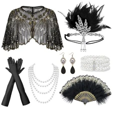 1920s Flapper Accessories Set Gatsby Headband Roaring Costume 20s Theme Acces...