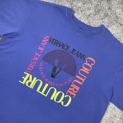 Versace Jeans Couture T-Shirt Men's 2XL Multicolor V Emblem Luxury
