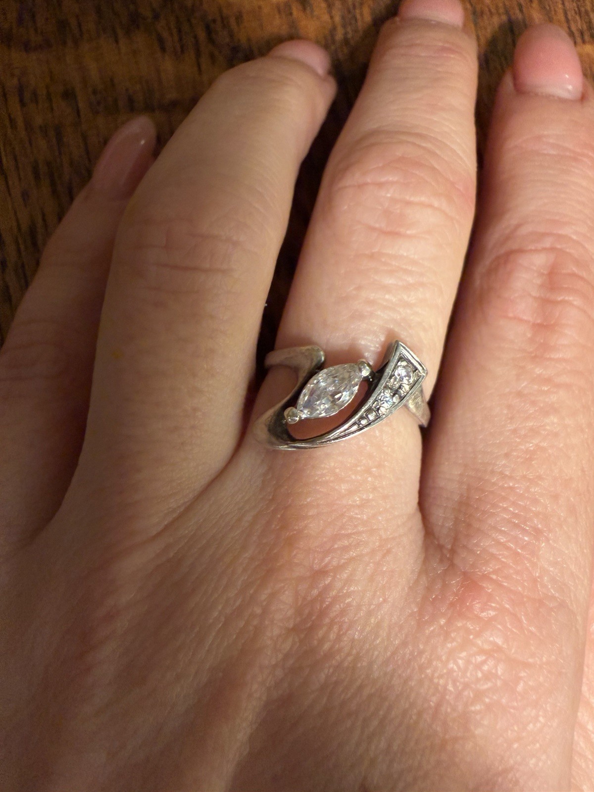 Vintage sterling silver With Stone ring UK L#5 image 5