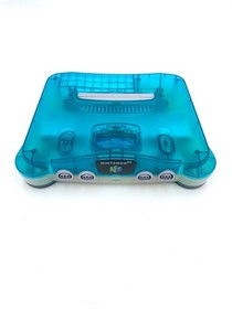 Official Nintendo 64 Blue  N64 Ice Blue Clear Console + Up to 4 Controllers