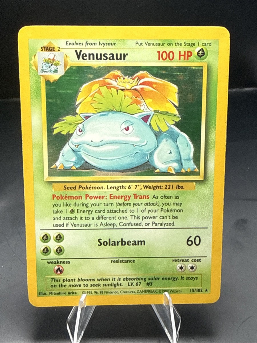 Pokémon Venusaur 15/102 Holo Rare Base Set Unlimited 1999 WOTC LP