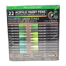 Acrylic Paint Pens 22 Assorted Green Pro Color Series (EXTRA FINE)