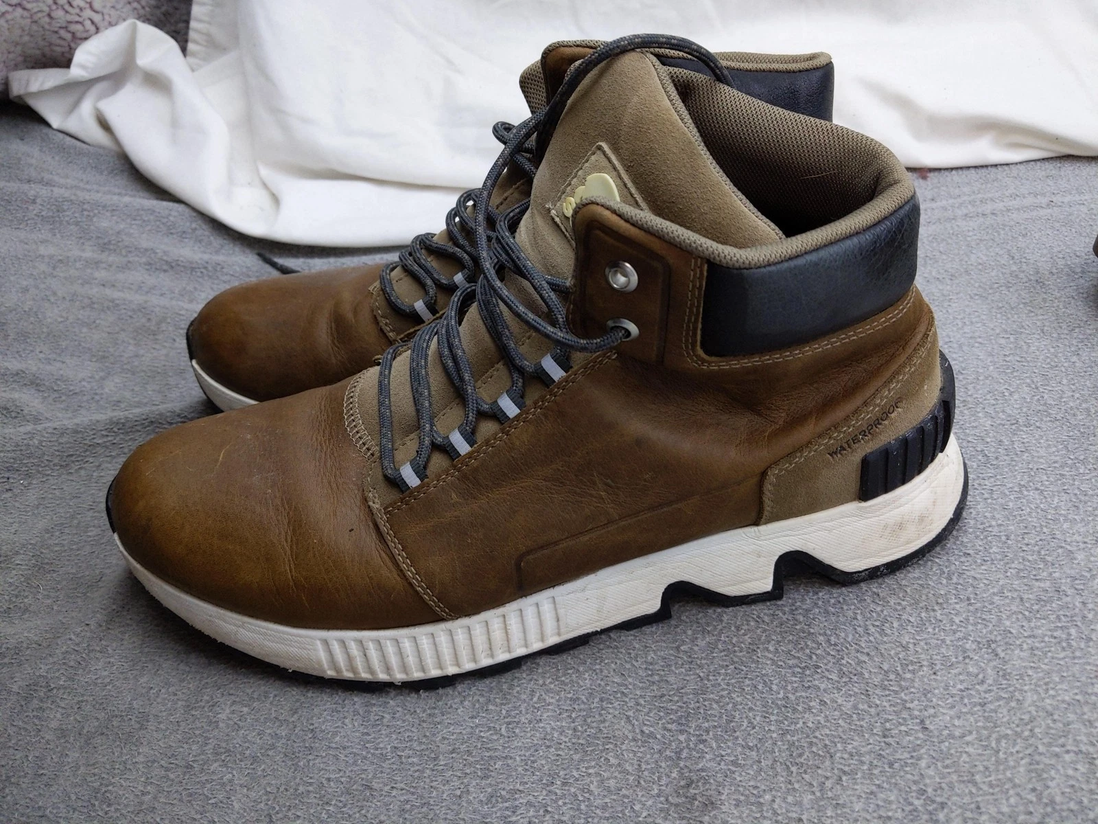Sorel Boots Mens Size 11.5 44.5 Brown Waterproof Leather Winter Snow NM3857-297
