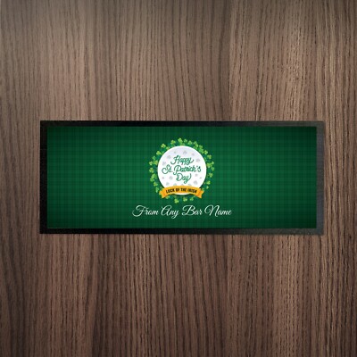 Personalised Happy St Patrick's Day Tartan Luck Of The Irish Design Bar Runner