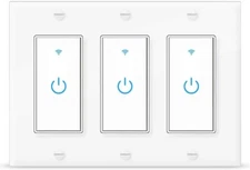 Smart WIFI Light Switch Work with Alexa&Google Voice and Remote Control 3 Gang 