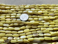 5 Strands 5x11mm Yellow Mother of Pearl Shell MOP Gemstone Rectangle Tube Beads