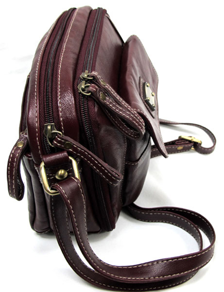 High Quality Genuine Leather Classic Cross Body Multi Pocket Handbag w/Organizer