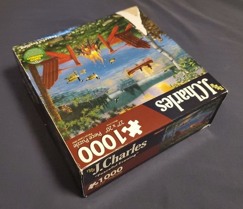 ‘Peaceful evening’ JCharles 1000 Piece Jigsaw Puzzle 27x20 From 2009 Lake Nature - Picture 3 of 5