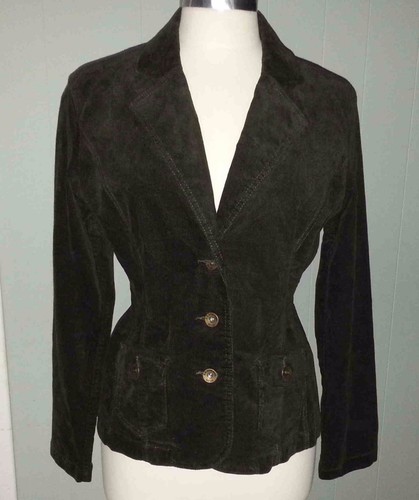 Chaqueta de mezclilla Bass elástica pana 3 botones talla M marrón liso nueva con etiquetas $78 h074 - Imagen 4 de 6