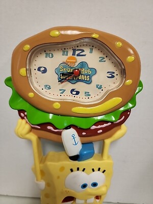 アメコミ SpongeBob Krabby Patty Molded Wall Clock 2004 Nickelodeon Spongebob Squarepants Krabby Patty Molded Wall