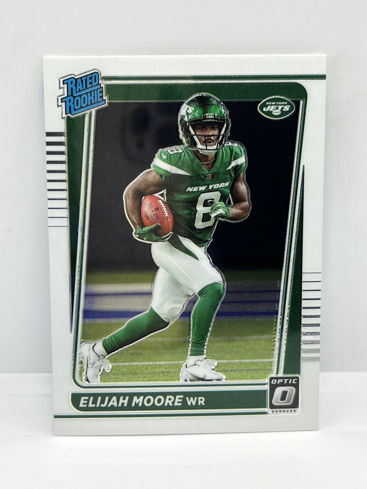 2021 Optic Football Elijah Moore RATED ROOKIE #216 Panini New York Jets BASE RC