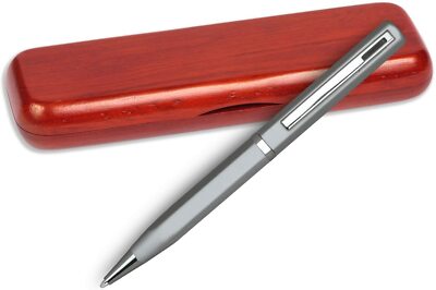 Elica Ball Pen   Silver with Single Gift Box Rosewood