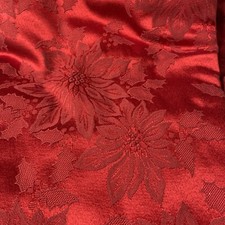 Tablecloth 56X96 Red Christmas Holiday Holly Poinsettia Damask Brocade